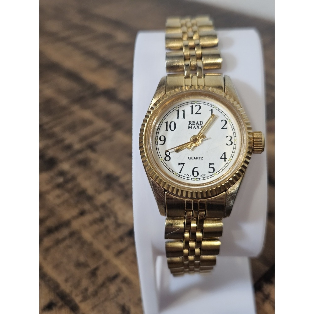 Vintage Read Maxx Watch Rope Design Gold Quartz Japan New Battery Works